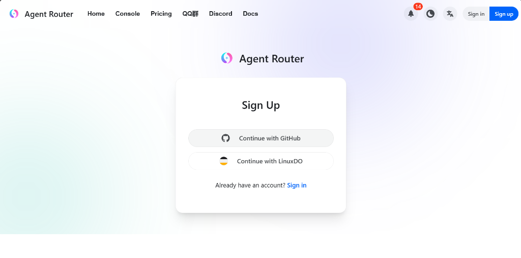 Step 1: AgentRouter GitHub Sign Up