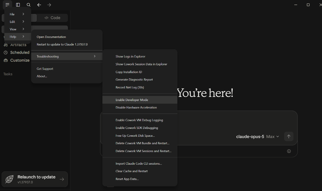 Step 4: Enable Developer Mode Menu Navigation