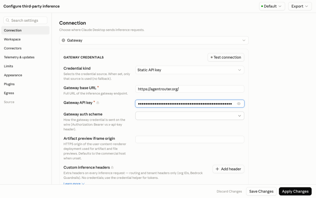 Step 6: Configure third-party inference settings